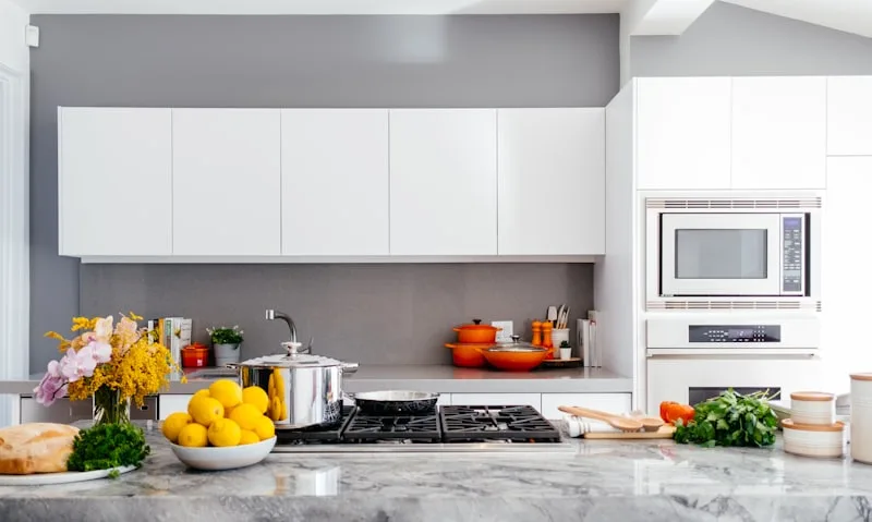 Bright white kitchen after a deep clean