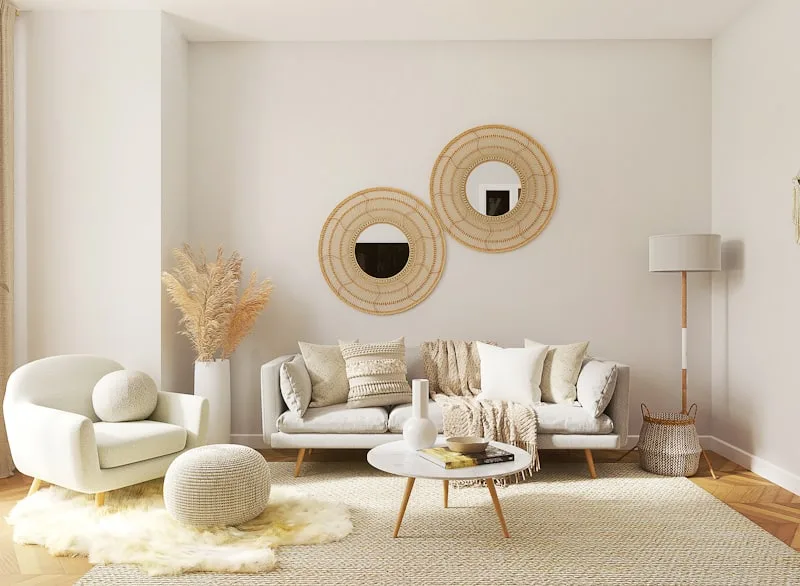 Neutral living room cleaned and reset