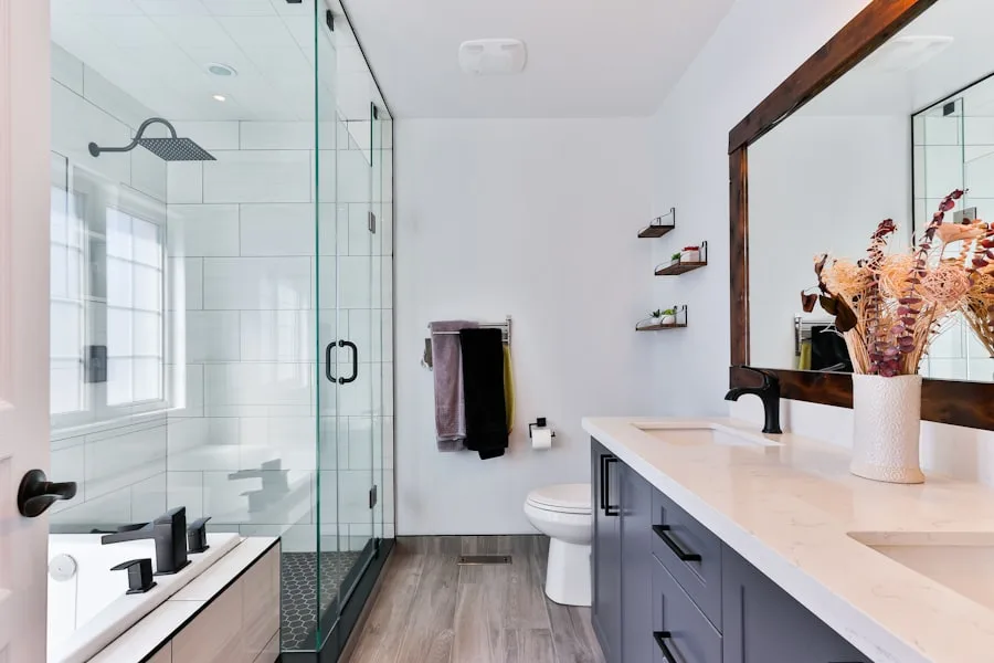 Freshly cleaned bathroom with glass shower screen