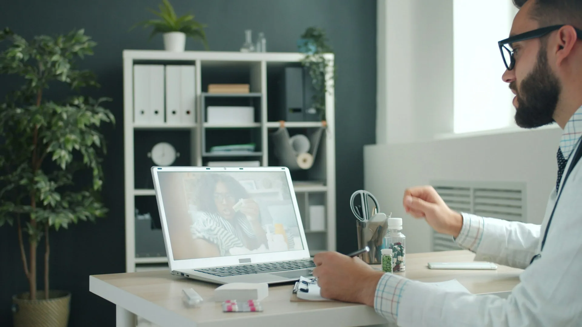 Healthcare provider on a telehealth video consultation
