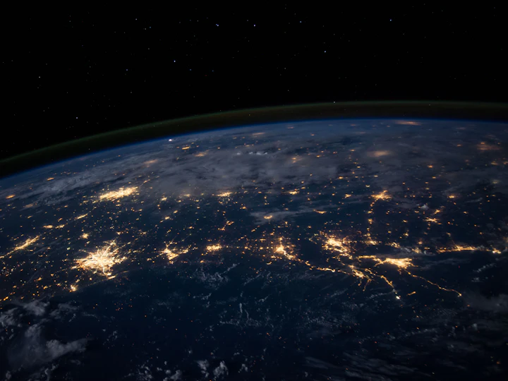 City lights across the earth seen from orbit at night